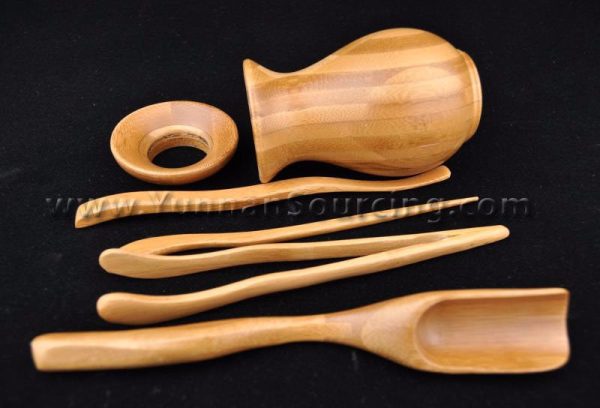 Bamboo Wood Flower Vase Cha Dao Set for Gong Fu Tea Brewing